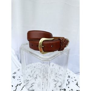 Vintage Brighton brown leather belt Medium Boho SOLID BRASS buckle made USA